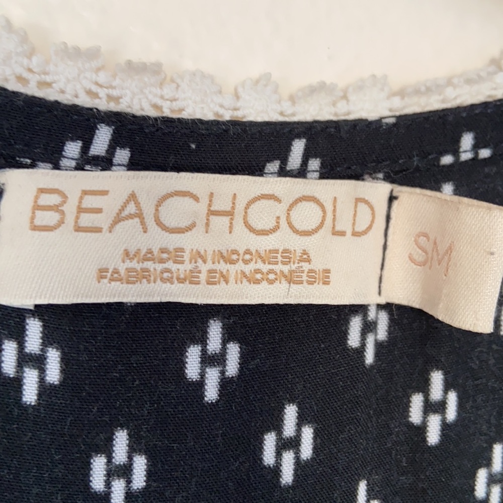 Anthropologie BeachGold Wrap Midi V-Neck boho dress crochet details - Picture 7 of 10